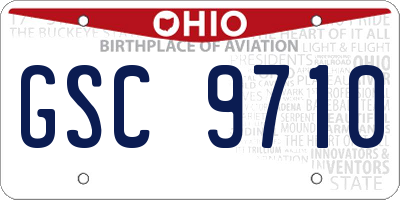OH license plate GSC9710