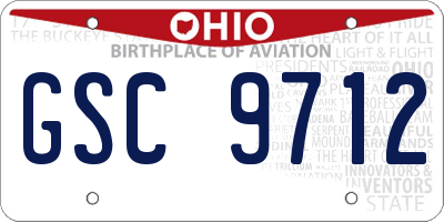 OH license plate GSC9712