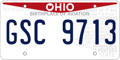 OH license plate GSC9713