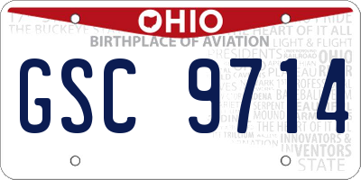 OH license plate GSC9714