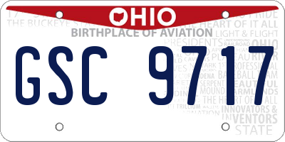 OH license plate GSC9717