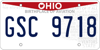 OH license plate GSC9718