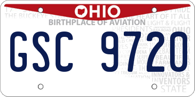 OH license plate GSC9720