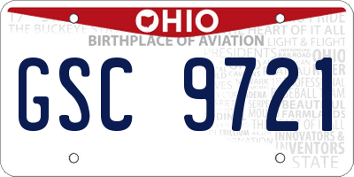 OH license plate GSC9721