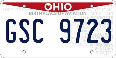 OH license plate GSC9723