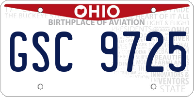 OH license plate GSC9725