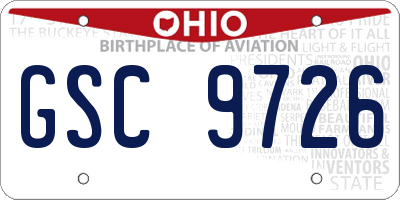 OH license plate GSC9726