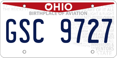 OH license plate GSC9727