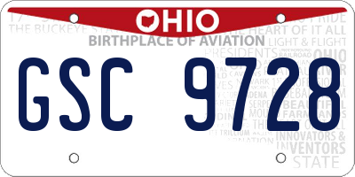 OH license plate GSC9728