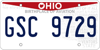 OH license plate GSC9729