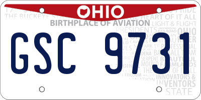 OH license plate GSC9731