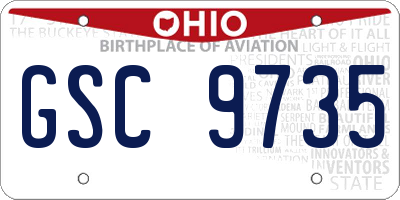 OH license plate GSC9735