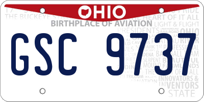 OH license plate GSC9737