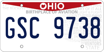 OH license plate GSC9738