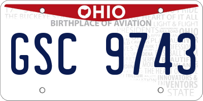 OH license plate GSC9743