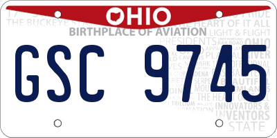 OH license plate GSC9745