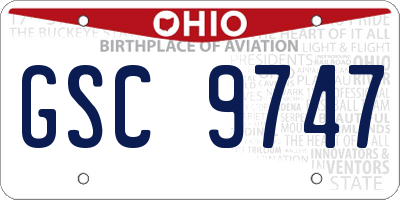 OH license plate GSC9747