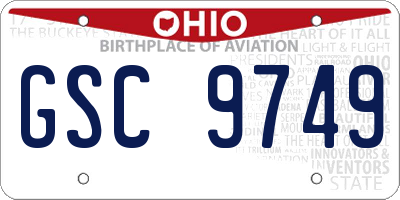 OH license plate GSC9749