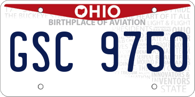 OH license plate GSC9750