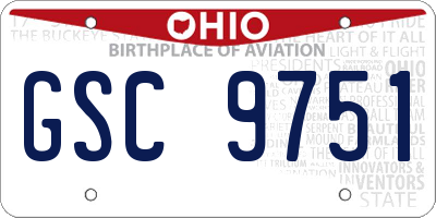 OH license plate GSC9751