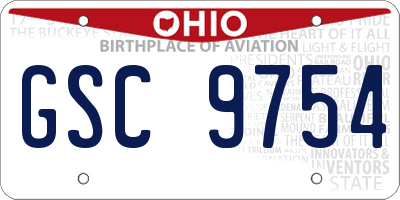 OH license plate GSC9754