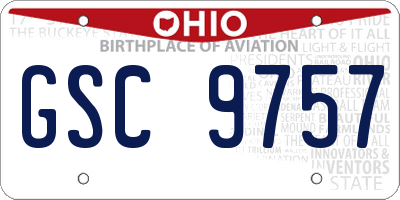 OH license plate GSC9757