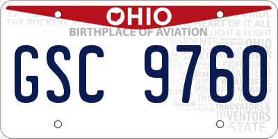 OH license plate GSC9760