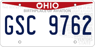 OH license plate GSC9762