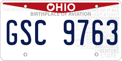 OH license plate GSC9763