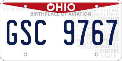 OH license plate GSC9767