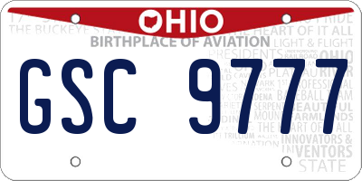 OH license plate GSC9777