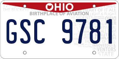 OH license plate GSC9781