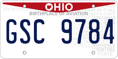 OH license plate GSC9784