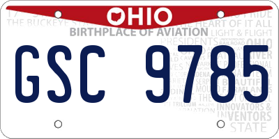 OH license plate GSC9785