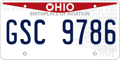 OH license plate GSC9786