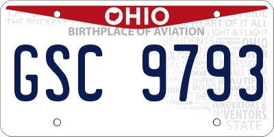 OH license plate GSC9793