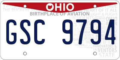 OH license plate GSC9794