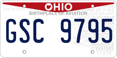 OH license plate GSC9795