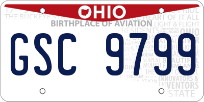 OH license plate GSC9799