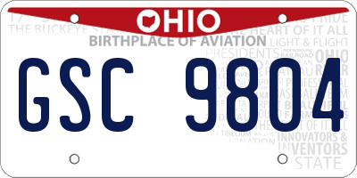 OH license plate GSC9804