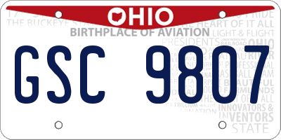 OH license plate GSC9807