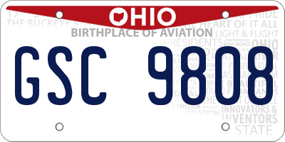 OH license plate GSC9808