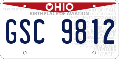 OH license plate GSC9812