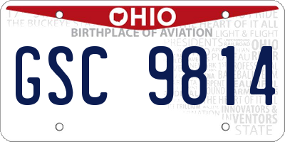 OH license plate GSC9814