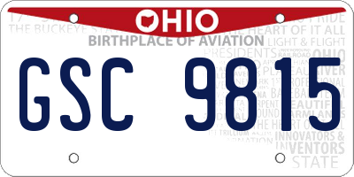 OH license plate GSC9815