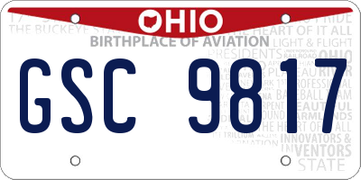 OH license plate GSC9817