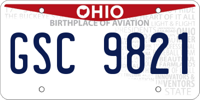 OH license plate GSC9821