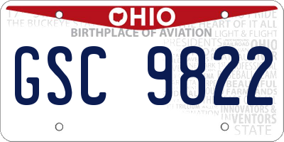 OH license plate GSC9822