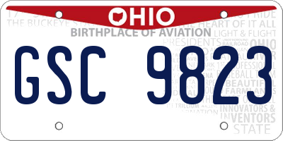 OH license plate GSC9823