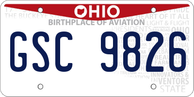 OH license plate GSC9826